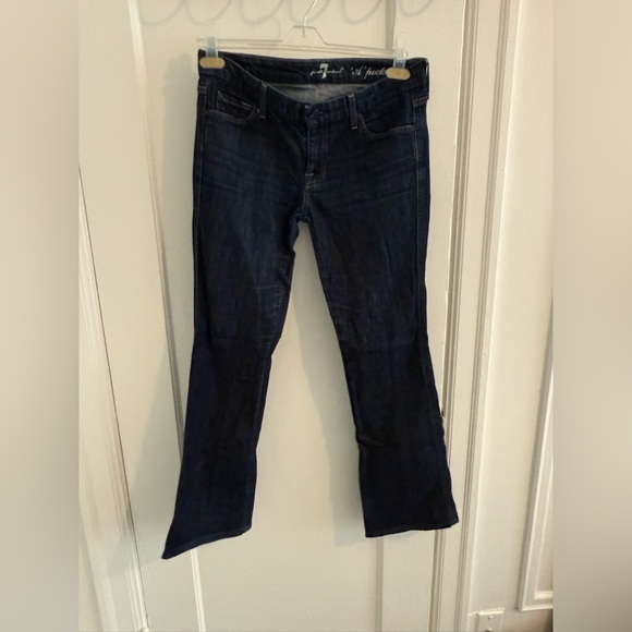 Vintage 7 For All Mankind Dark Blue Flare Jeans Low Rise - Picture 1 of 5